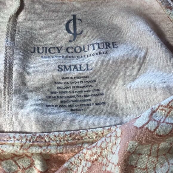 NWOT Juicy Couture Pink Shimmer Snakeskin Blouse with Ruched Sleeve. Small. - Picture 7 of 8